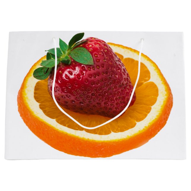 Sacola Para Presentes Grande Morango e laranja (Frente)