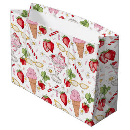 Sacola Para Presentes Grande Morango Sundae Patterno Gift Bag