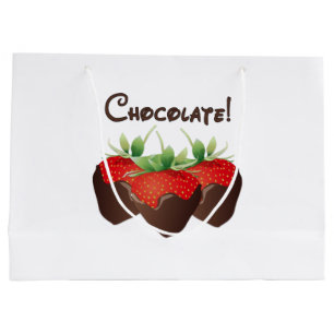 Sacola Para Presentes Grande Morangos Chocolate