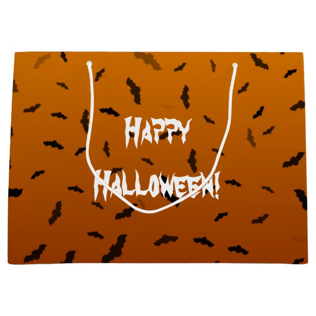 Sacola Para Presentes Grande Morcegos de Halloween (Frente)