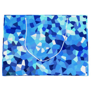 Sacola Para Presentes Grande Mosaico azul e branco moderno do oceano do vitral