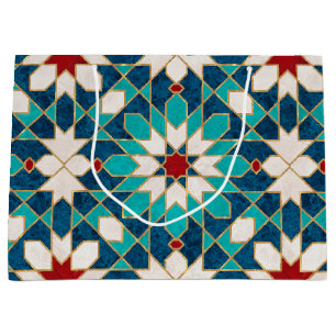 Sacola Para Presentes Grande Mosaico marmorense Marinho azul vermelho branco ve