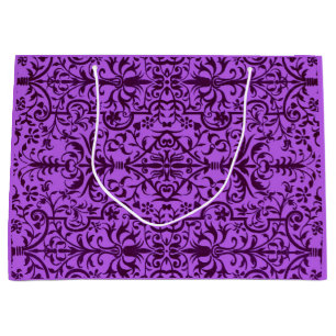 Sacola Para Presentes Grande Motivo vitoriano em roxo