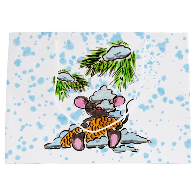 Sacola Para Presentes Grande Mouse de Natal e Ano Novo com cone (Frente)