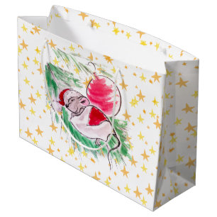 Sacola Para Presentes Grande Mouse dormindo de Natal e Ano Novo