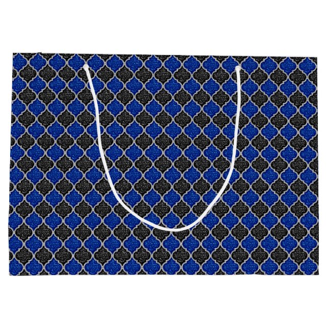Sacola Para Presentes Grande MQF Sequins-BLACK-BLUE-SILVER-GIFT BAG L (Verso)