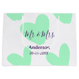 Sacola Para Presentes Grande Mr & Mrs adiciona o sobrenome da família data ano 