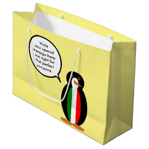 Sacola Para Presentes Grande Ms Pinguim Falante Italiana Personalizada