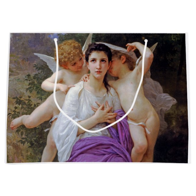 Sacola Para Presentes Grande Mulher com Cupido, Bouguereau (Frente)