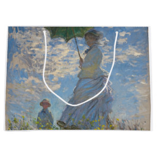 Sacola Para Presentes Grande Mulher com Parasol Paisagem Francesa