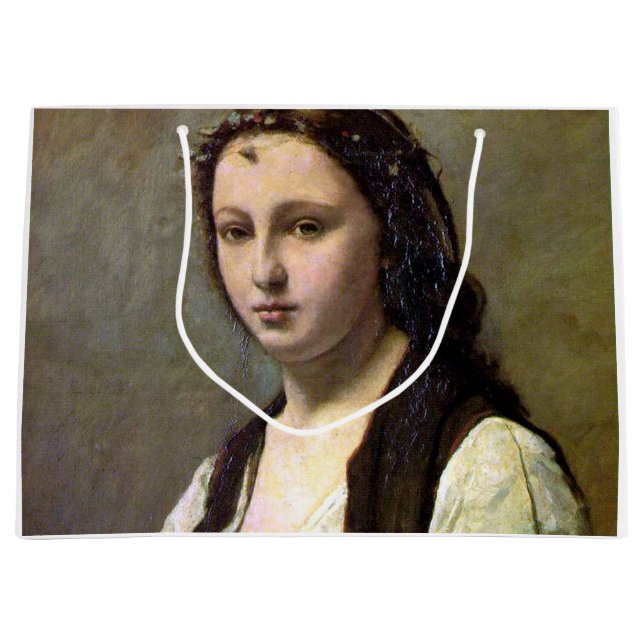 Sacola Para Presentes Grande Mulher com pérola, Camille Corot, 1868-1870 (Frente)