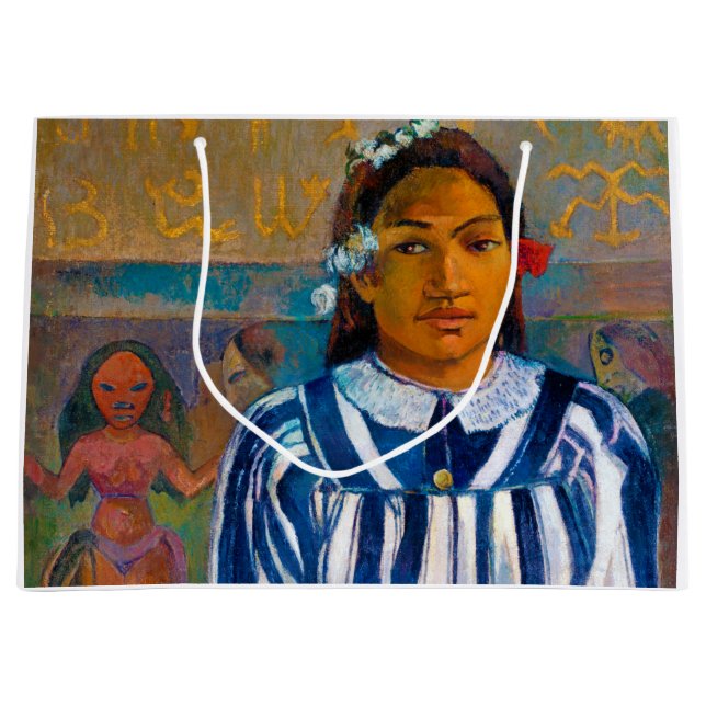 Sacola Para Presentes Grande Mulher com um Leque, Gauguin (Frente)