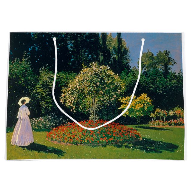 Sacola Para Presentes Grande Mulher em um Jardim, Monet (Frente)