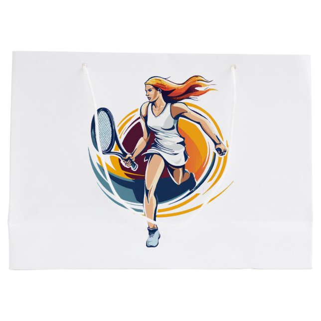 Sacola Para Presentes Grande mulher jogando ténis (Verso)