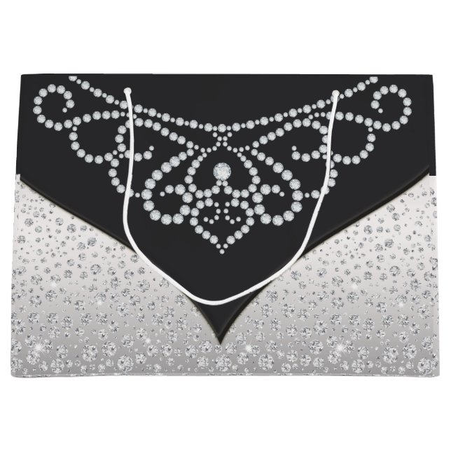 Sacola Para Presentes Grande Mulheres do Diamante Black Silver (Frente)