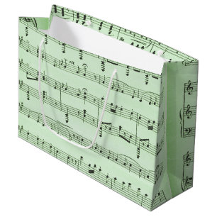 Sacola Para Presentes Grande Música em folha verde