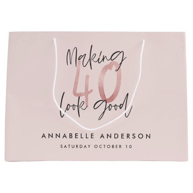 Sacola Para Presentes Grande na moda aniversário de 40 anos (Frente)