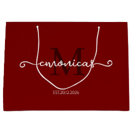 Sacola Para Presentes Grande Na moda Dark Vermelho personalizado monograma