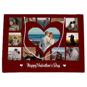 Sacola Para Presentes Grande Na moda Happy Namorados XO Photo Collage Red Large