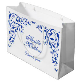 Sacola Para Presentes Grande Na moda Royal Blue Swirls
