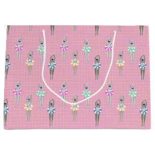 Sacola Para Presentes Grande Nadadores Artísticos Modernos Rosa Nadando Piscina