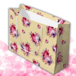 Sacola Para Presentes Grande Namorados Banana Mania Splash of Heart Pattern