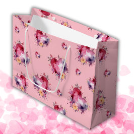 Sacola Para Presentes Grande Namorados Bubblegum Splash of Heart Pattern