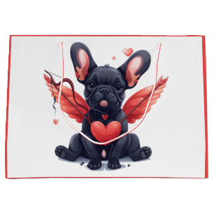 Sacola Para Presentes Grande Namorados Franceses Bulldog Cupid
