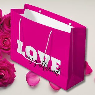 Sacola Para Presentes Grande Namorados rosa-quente White LOVE