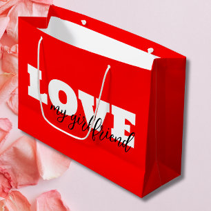 Sacola Para Presentes Grande Namorados Vermelho Neon White LOVE