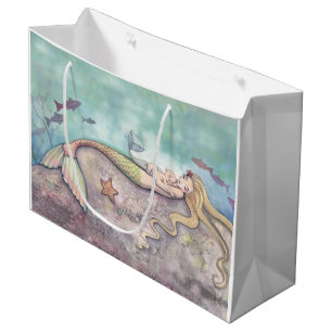 Sacola Para Presentes Grande Nana de Sereia Mãe e Bebê Sereia Fantasia