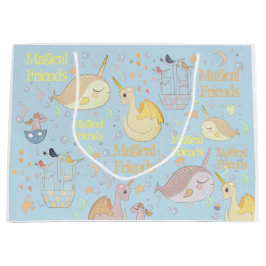 Sacola Para Presentes Grande Narval, Dragão Pastel Azul Bebê Personalizado