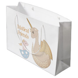 Sacola Para Presentes Grande Narval, Dragão Pastel Azul Bebê Personalizado