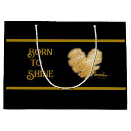 Sacola Para Presentes Grande Nascer para Brilhar preto e Dourado grande saco de