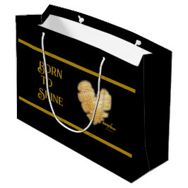 Sacola Para Presentes Grande Nascer para Brilhar preto e Dourado grande saco de
