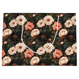 Sacola Para Presentes Grande Natais vintages Floral Pink e Verde Escuro