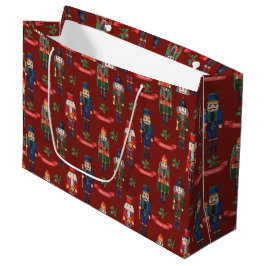 Sacola Para Presentes Grande Natais vintages Nozes Felizes Natal Vermelho