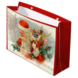 Sacola Para Presentes Grande natais vintages Papais noeis poem bolsa de festa