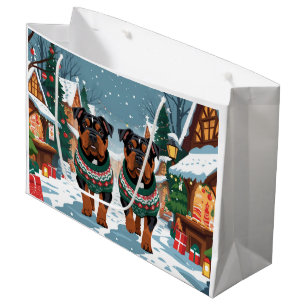 Sacola Para Presentes Grande Natal Americano Staffordshire Neve Férias