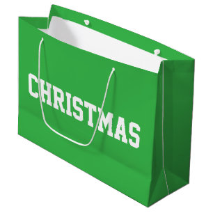 Sacola Para Presentes Grande NATAL Branco Texto em Negrito Sobre Verde Brilhant