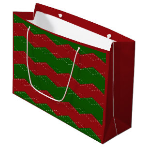 Sacola Para Presentes Grande Natal clássico vermelho e verde