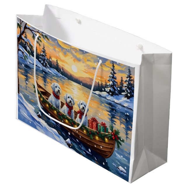 Sacola Para Presentes Grande Natal de Barco Maltês Feriado (Frente inclinada)