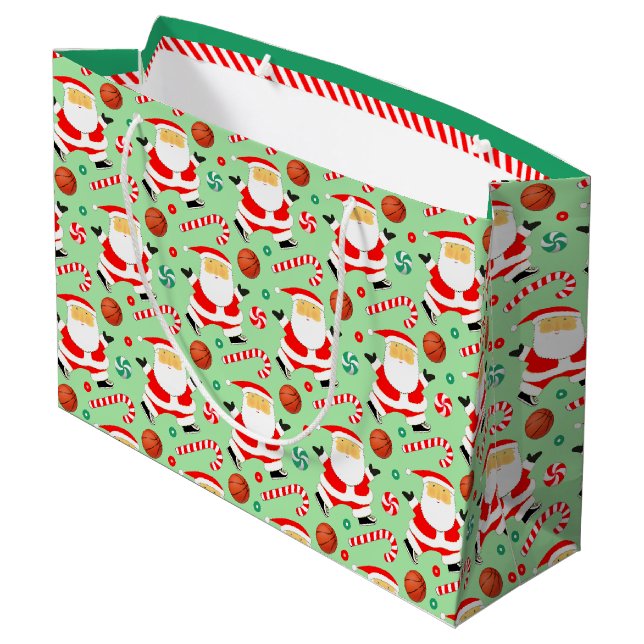 Sacola Para Presentes Grande Natal de Basquetebol (Verso inclinado)