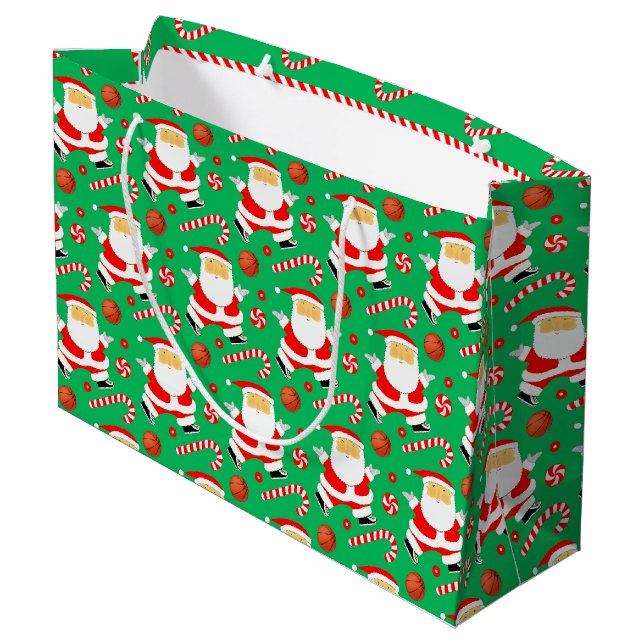 Sacola Para Presentes Grande Natal de Basquetebol (Verso inclinado)