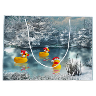 Sacola Para Presentes Grande Natal de borracha amarelo de Duckie