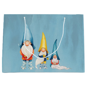 Sacola Para Presentes Grande Natal de inverno Gnomos Nórdicos Hygge