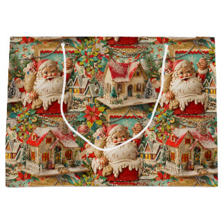 Sacola Para Presentes Grande Natal de Meados do Século 3d Colagem