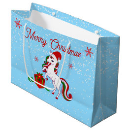 Sacola Para Presentes Grande Natal de Unicórnio Magical