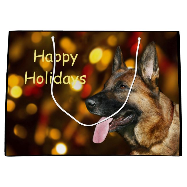 Sacola Para Presentes Grande Natal do german shepherd (Frente)
