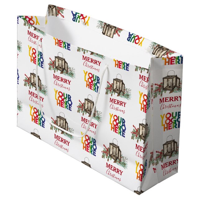 Sacola Para Presentes Grande Natal do Logotipo Empresarial Russo (Frente inclinada)